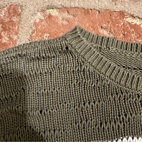 Cabi  Scout Pullover Med Green Striped Open Knit Long Sleeve Oversized sweater - Picture 12 of 16